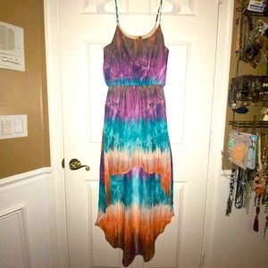 tie-dye watercolor affect High low dress